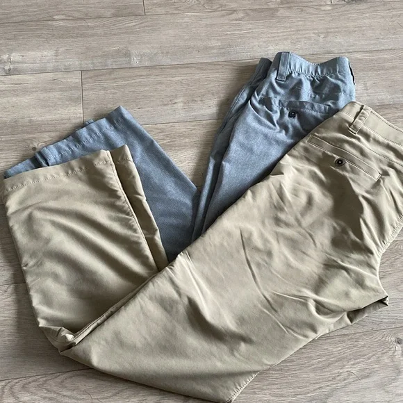 UNDER ARMOUR lot of 2 pairs men’s golf pants taper 30/32 UA sport dress khaki - Picture 3 of 7